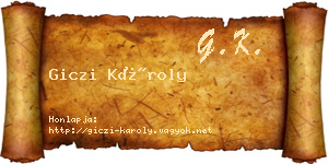 Giczi Károly névjegykártya